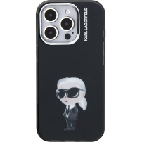 Karl Lagerfeld IML Aquarelle Karl ovitek za iPhone 15 Pro - črn