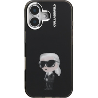 Karl Lagerfeld IML Aquarelle Karl ovitek za iPhone 16 - črn