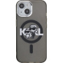 Karl Lagerfeld IML Glitter Karl and Choupette Sketch bleščeč pokrov z MagSafe za iPhone 15 - siv