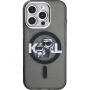 Karl Lagerfeld IML Glitter Karl and Choupette Sketch bleščeč pokrov z MagSafe za iPhone 15 Pro - siv