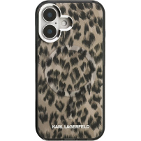 Karl Lagerfeld IML Leopard ovitek z MagSafe za iPhone 16 - rjav