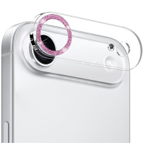 NORTHJO kaljeno steklo z bleščečimi okvirji za zaščito leč fotoaparata za iPhone Air - roza
