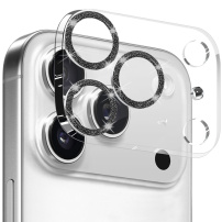 NORTHJO kaljeno steklo z bleščečimi okvirji za zaščito leč fotoaparata za iPhone 17 Pro - črno