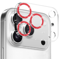 NORTHJO kaljeno steklo z bleščečimi okvirji za zaščito leč fotoaparata za iPhone 17 Pro - rdeče