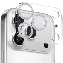 NORTHJO kaljeno steklo z bleščečimi okvirji za zaščito leč fotoaparata za iPhone 17 Pro - svetlo vijolično