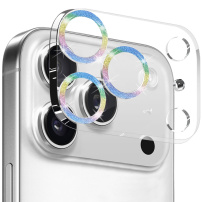NORTHJO kaljeno steklo z bleščečimi okvirji za zaščito leč fotoaparata za iPhone 17 Pro Max - mavrično