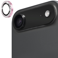 ENKAY steklo, posuto z okrasnimi kamenčki, za zaščito leče zadnje kamere za iPhone Air - roza