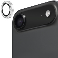 ENKAY steklo z okrasnimi kamenčki za zaščito leče zadnje kamere za iPhone Air - srebrno