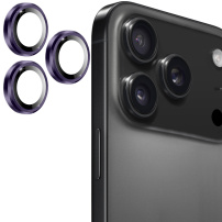 ENKAY kaljeno steklo s kovinskim okvirjem za zaščito leč zadnje kamere za iPhone 17 Pro / 17 Pro Max - temno vijolična