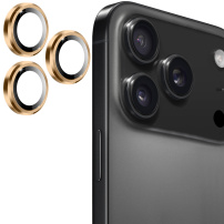 ENKAY kaljeno steklo s kovinskim okvirjem za zaščito leč zadnje kamere za iPhone 17 Pro / 17 Pro Max - zlata