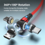 ENKAY 3v1 polnilni in podatkovni kabel z izmenljivimi magnetnimi konektorji - USB-A na USB-C / Lightning / micro USB - 1 m - rdeč