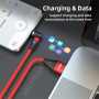 ENKAY 3v1 polnilni in podatkovni kabel z izmenljivimi magnetnimi konektorji - USB-A na USB-C / Lightning / micro USB - 1 m - rdeč