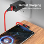 ENKAY 3v1 polnilni in podatkovni kabel z izmenljivimi magnetnimi konektorji - USB-A na USB-C / Lightning / micro USB - 1 m - rdeč