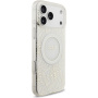 Guess IML Flowers Allover Strap ovitek z vrvico in MagSafe za iPhone 17 Pro Max - bel