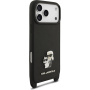 Karl Lagerfeld Saffiano Crossbody Metal Karl and Choupette ovitek z nastavljivim trakom za iPhone 17 Pro Max - črn