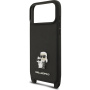 Karl Lagerfeld Saffiano Crossbody Metal Karl and Choupette ovitek z nastavljivim trakom za iPhone 17 Pro Max - črn