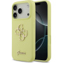 Guess 4G Metal Logo silikonski ovitek za iPhone 17 Pro - neonsko rumen