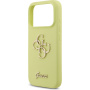 Guess 4G Metal Logo silikonski ovitek za iPhone 17 Pro - neonsko rumen