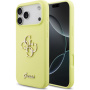 Guess 4G Metal Logo silikonski ovitek za iPhone 17 Pro Max - neonsko rumen