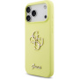 Guess 4G Metal Logo silikonski ovitek za iPhone 17 Pro Max - neonsko rumen