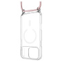 FIXED MagPure Neck transparenten ovitek z vrvico in MagSafe za iPhone 17 Pro Max - roza