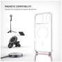 FIXED MagPure Neck transparenten ovitek z vrvico in MagSafe za iPhone 17 Pro Max - roza