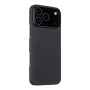 Tactical Aramid ovitek z vzorcem karbonovih vlaken in MagSafe za iPhone 17 Pro Max - temno siv