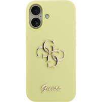 Guess 4G Metal Logo silikonski ovitek za iPhone 17 - neonsko rumen