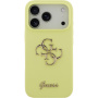 Guess 4G Metal Logo silikonski ovitek za iPhone 17 Pro - neonsko rumen