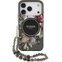 Guess IML Flowers Strap ovitek s trakom in MagSafe za iPhone 17 Pro Max - siv