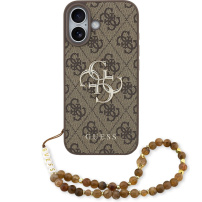Guess 4G Metal Logo Strap ovitek z vrvico za iPhone 17 - rjav