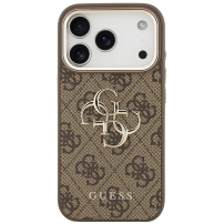 Guess 4G Metal Logo Gold Frame ovitek za iPhone 17 Pro - rjav