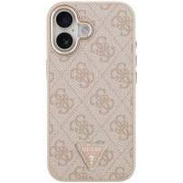 Guess 4G Triangle Logo Gold Frame ovitek z MagSafe za iPhone 17 - roza