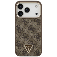 Guess 4G Triangle Logo Gold Frame ovitek z MagSafe za iPhone 17 Pro - rjav
