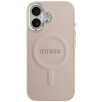 Guess Saffiano ovitek z MagSafe za iPhone 17 - roza