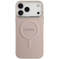 Guess Saffiano ovitek z MagSafe za iPhone 17 Pro Max - roza