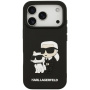 Karl Lagerfeld 3D Rubber Karl and Choupette ovitek za iPhone 17 Pro Max - črn