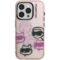 Karl Lagerfeld IML Multi K&CH Heads ovitek za iPhone 15 Pro - roza