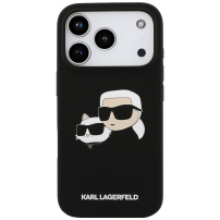 Karl Lagerfeld Double Heads silikonski ovitek z MagSafe za iPhone 17 Pro Max - črn