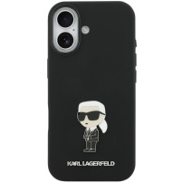 Karl Lagerfeld Metal Ikonik silikonski ovitek za iPhone 17 - črn