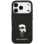 Karl Lagerfeld Metal Ikonik silikonski ovitek za iPhone 17 Pro - črn