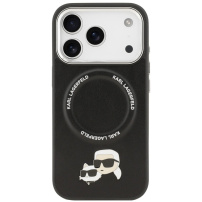 Karl Lagerfeld Karl and Choupette Heads Pins ovitek z MagSafe za iPhone 17 Pro - črn