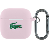 Lacoste Croc Logo silikonski ovitek s karabinom za AirPods 4 / 5 - roza