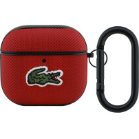 Lacoste Petit Pique Croc Logo Patch ovitek s karabinom za AirPods 4 / 5 - rdeč
