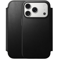 Nomad Modern Leather Folio ovitek s poklopom z MagSafe za iPhone 17 Pro Max - črn