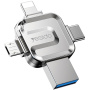 Yesido FL15 4v1 bliskovni pogon s priključki USB-C / Lightning / USB-A / mikro USB - 64GB - srebrn