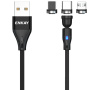 ENKAY 3-v-1 polnilni in podatkovni kabel z zamenljivimi magnetnimi konektorji – USB-A na USB-C / Lightning / mikro USB – 1 m – črn