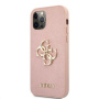Guess Saffiano Big 4G Metal Logo ovitek za iPhone 12 Pro Max - roza