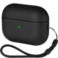 Ovitek s teksturo usnja in trakom za AirPods Pro 3 - črn