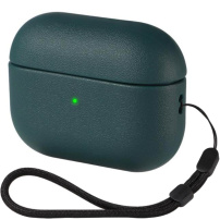 Ovitek s teksturo usnja in z zanko za AirPods Pro 3 - petrolejno moder
